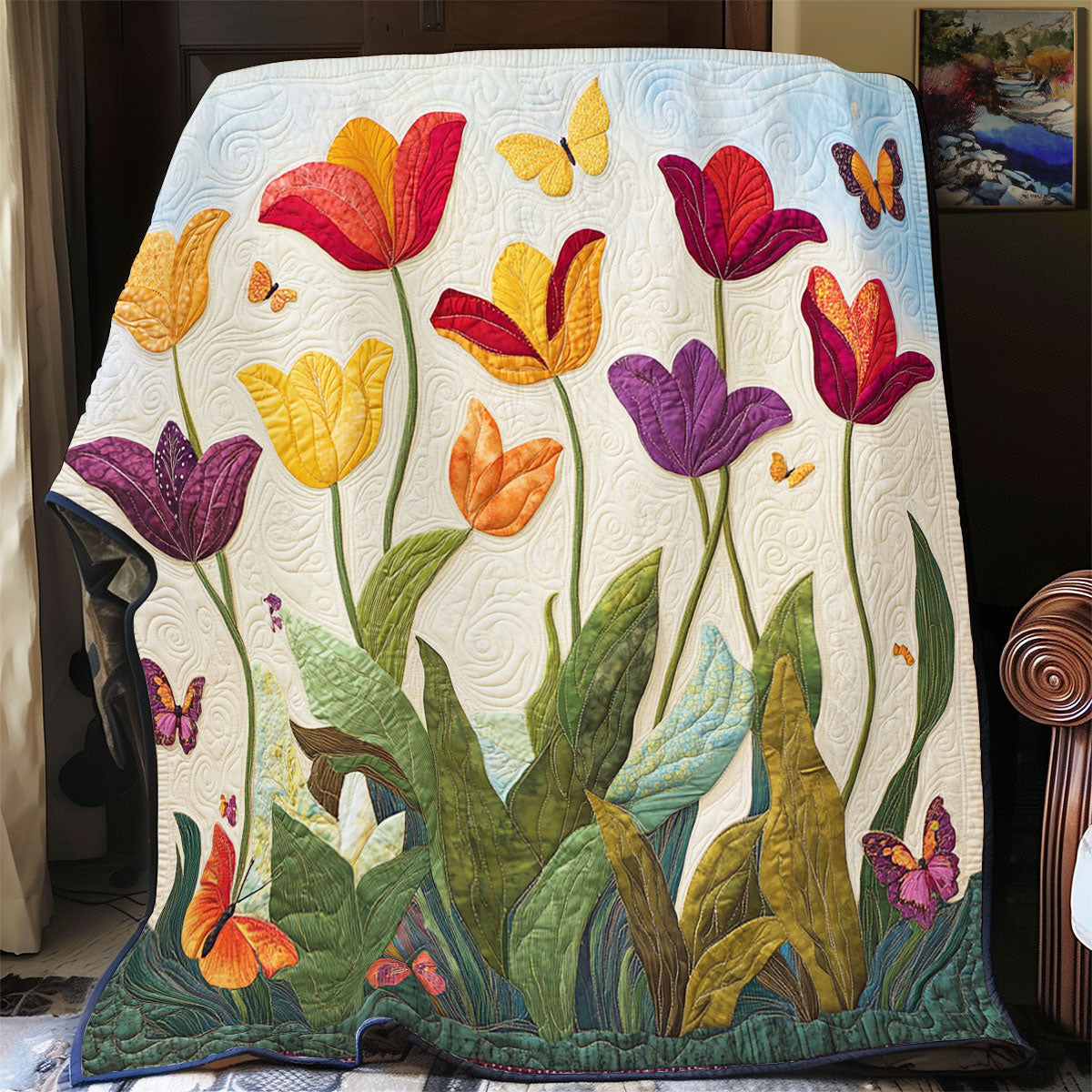 Colorful Tulip Garden WY1502035CL Quilt