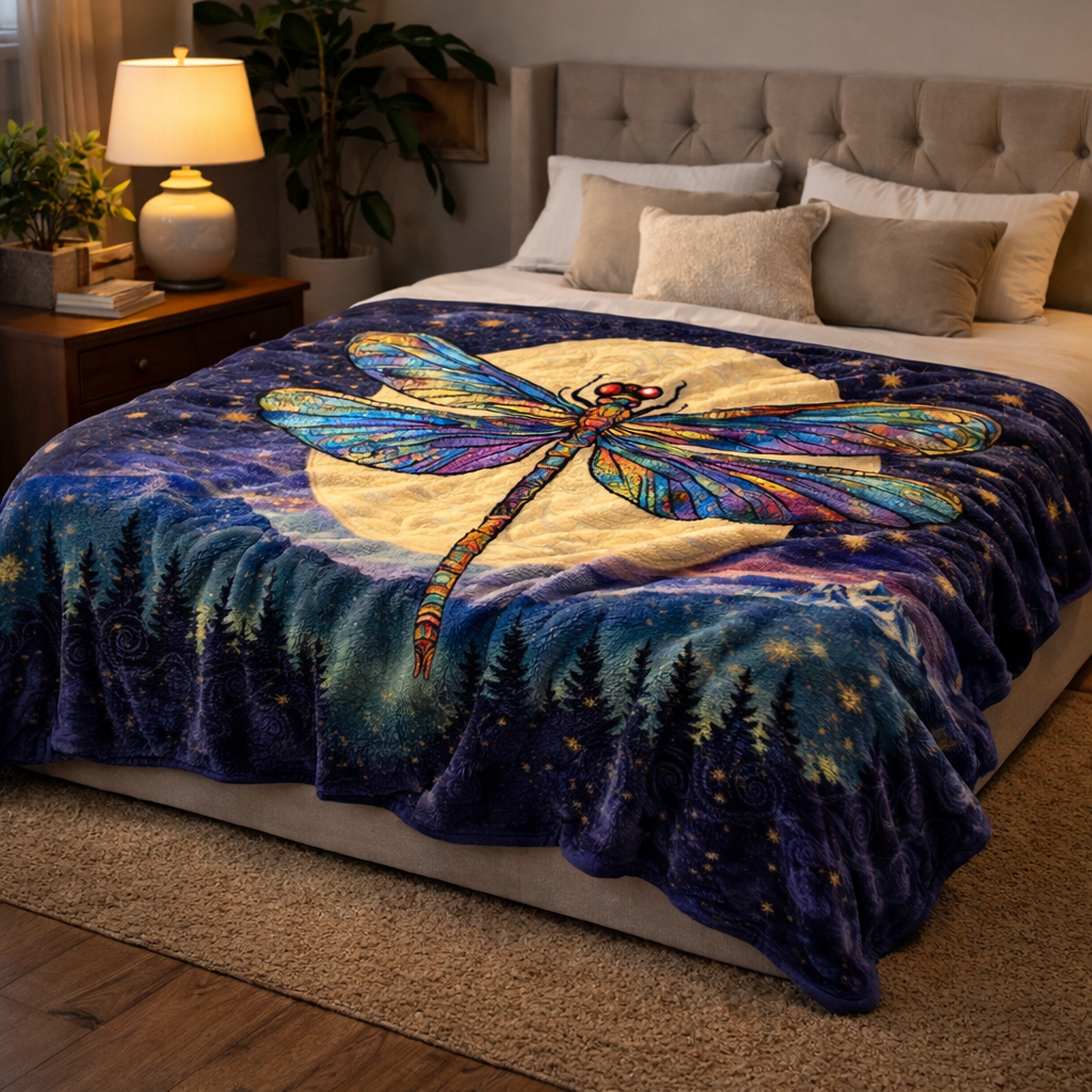 Full Moon Dragonfly QA2101013CL Faux Fur Throw Blanket
