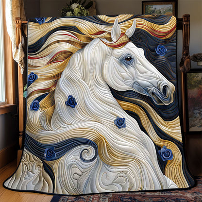 Blue Roses Gold Horse WP2108007CL Quilt