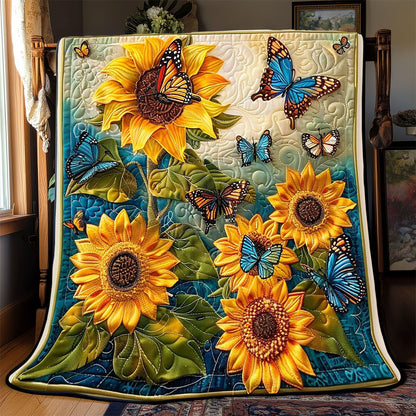 Butterfly Playing  Sunflowers WP2008005CL Quilt