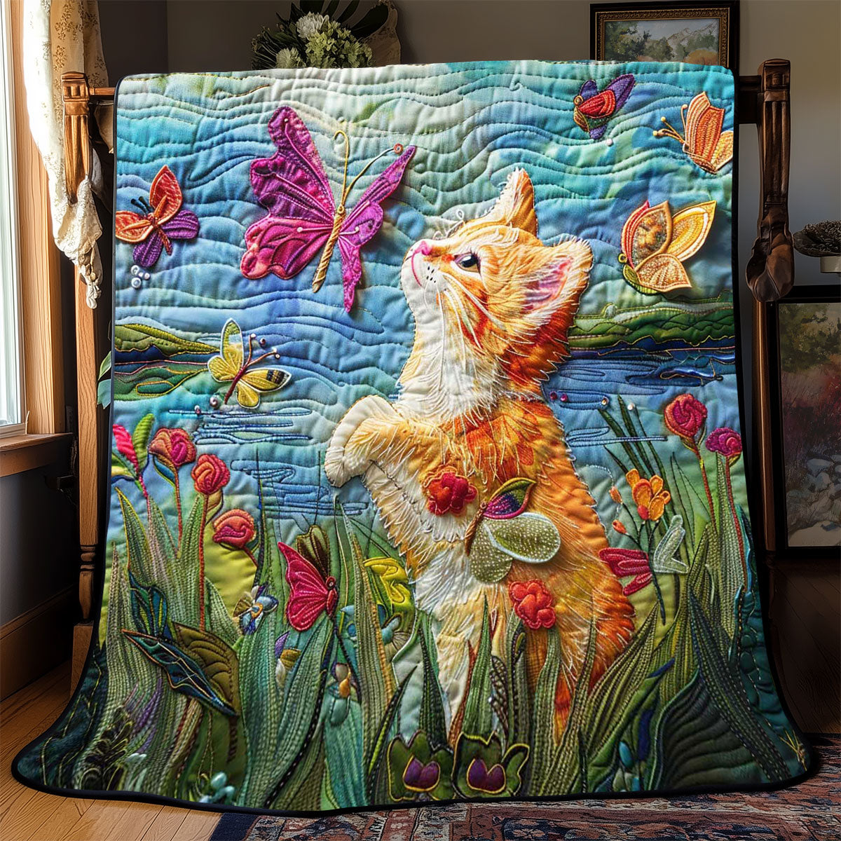 Cat Playing In Garden WP2108010CL Quilt