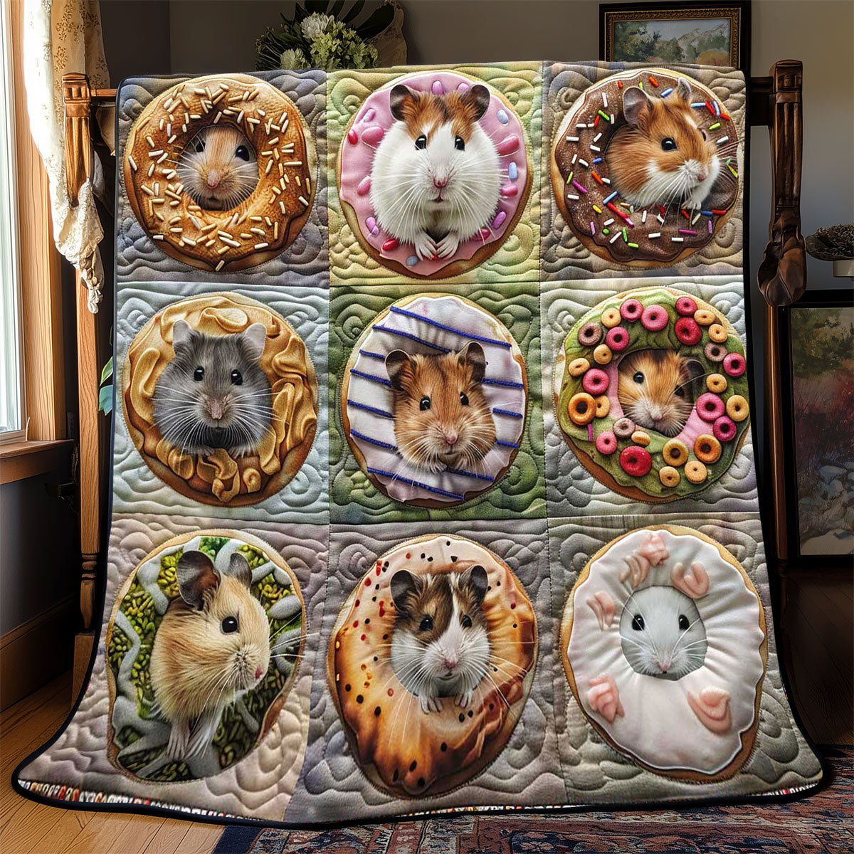 Donut Pillow Hamsters WP2008017CL Quilt