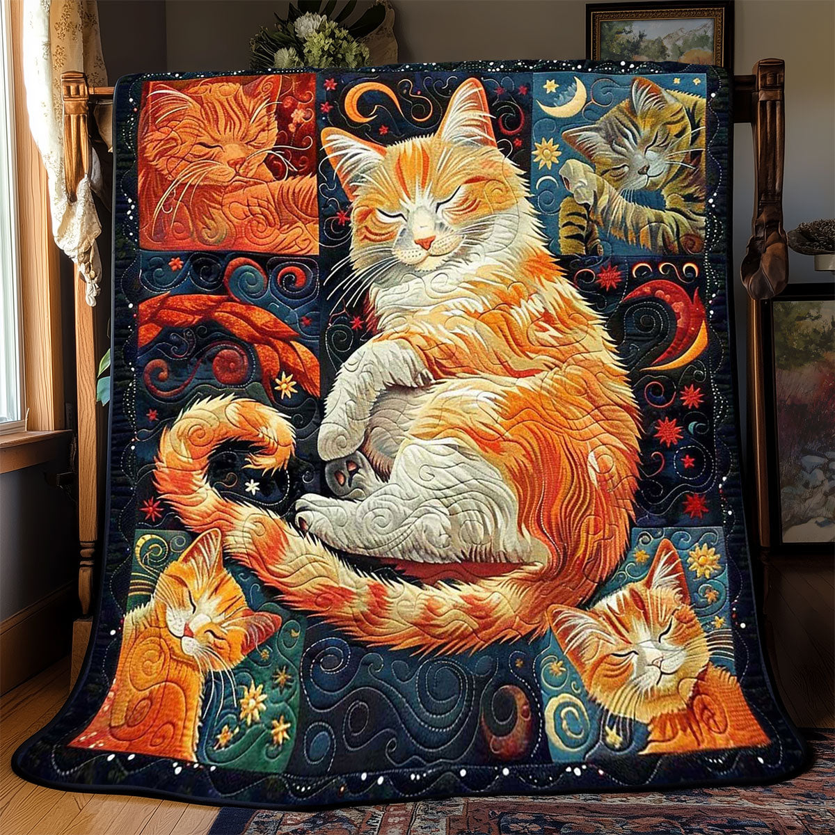 Moon Orange Cat WP2008038CL Quilt