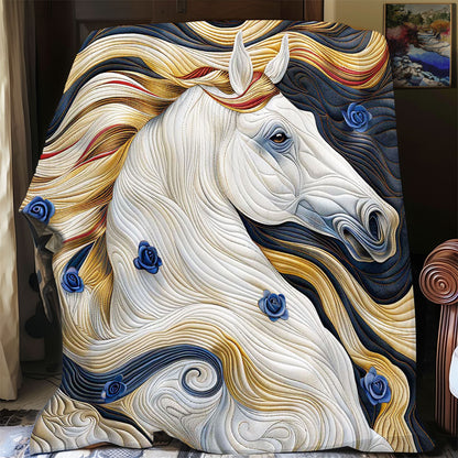 Blue Roses Gold Horse WP2108007CL Quilt