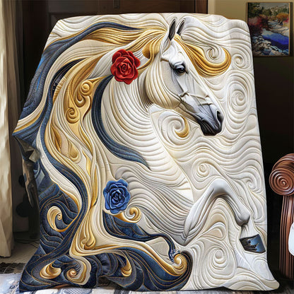 Blue Roses Princess Horse WP2108008CL Quilt