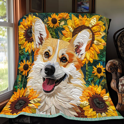 Corgi Smiling Sunflower WP2208002CL Quilt