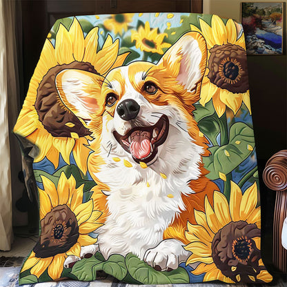 Corgi Sunflower Field WP2008012CL Quilt