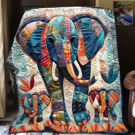 Elephant Family Patchwork 2108014CL Quilt