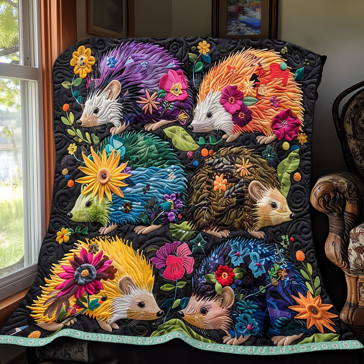 Floral Hedgehog WP0509017CL Quilt
