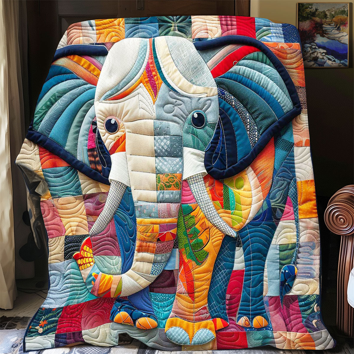 Funny Colorful Elephant WP2108019CL Quilt