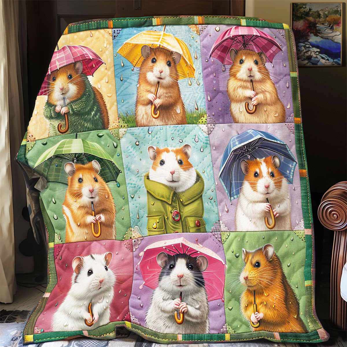 Little Hamster Rain WP2008035CL Quilt