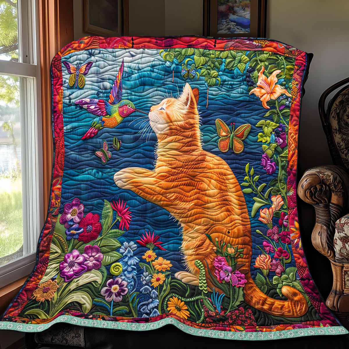 Naughty Orange Cat WP2208021CL Quilt