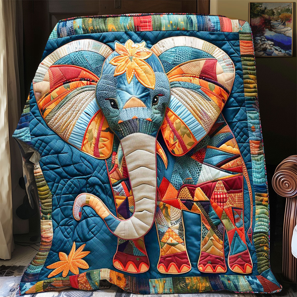 Patchwork Elephant WP2108028CL Quilt