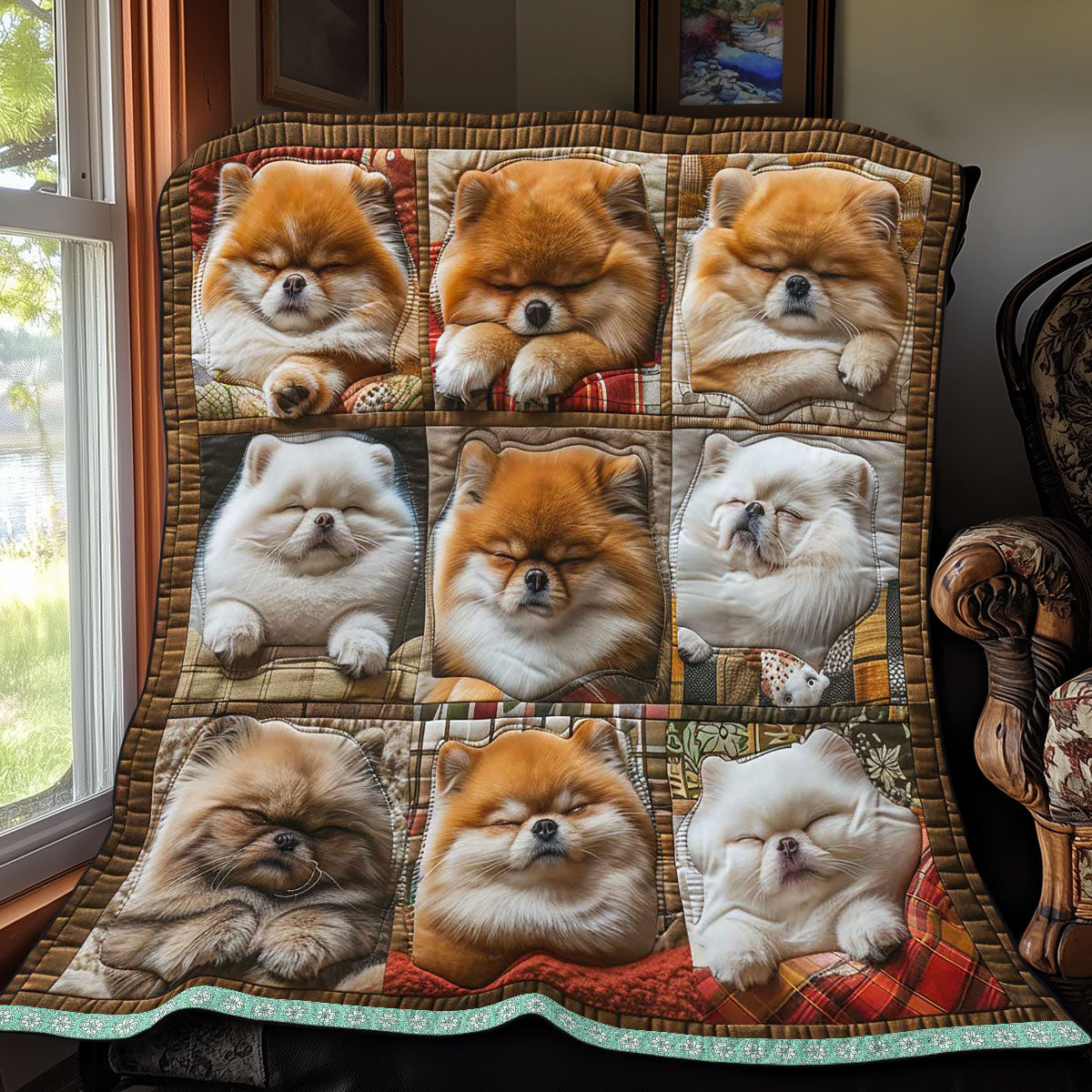 Pomeranian Sleeping Collection WP3008020CL Quilt