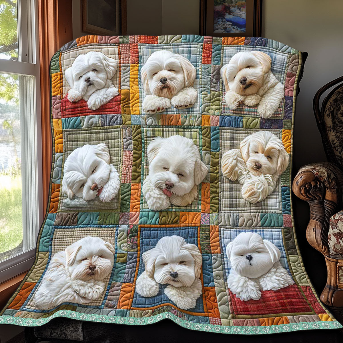 Snow Bichon Collection WP3008024CL Quilt