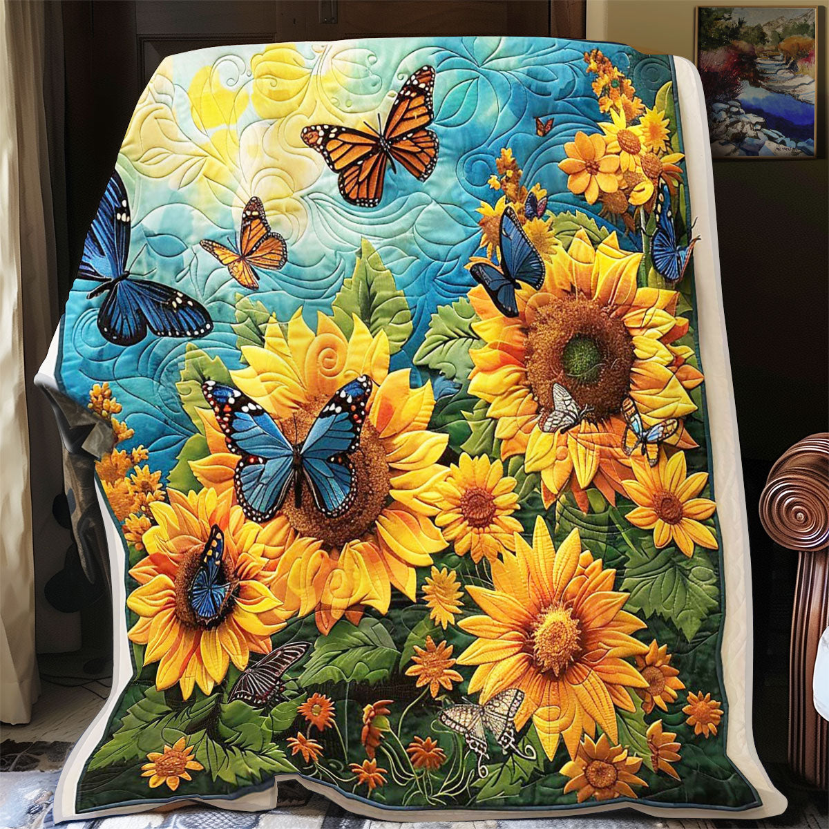 Sunflower Field Butterflies WP2008057CL Quilt