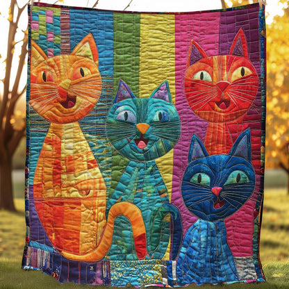 Three Whimsical Cat WP0208014CL Quilt