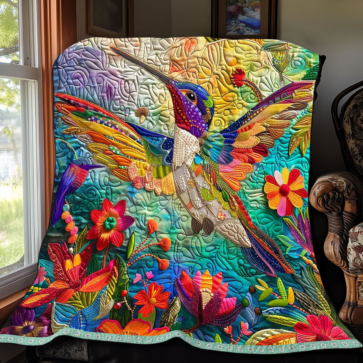 Tropical Vibrant Hummingbird WP0409053CL Quilt