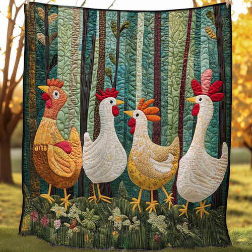 Whimsical Chicken Meeting WP0208022CL Quilt