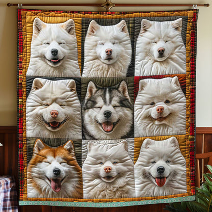 Adorable Happy Samoyed WP3008033CL Quilt