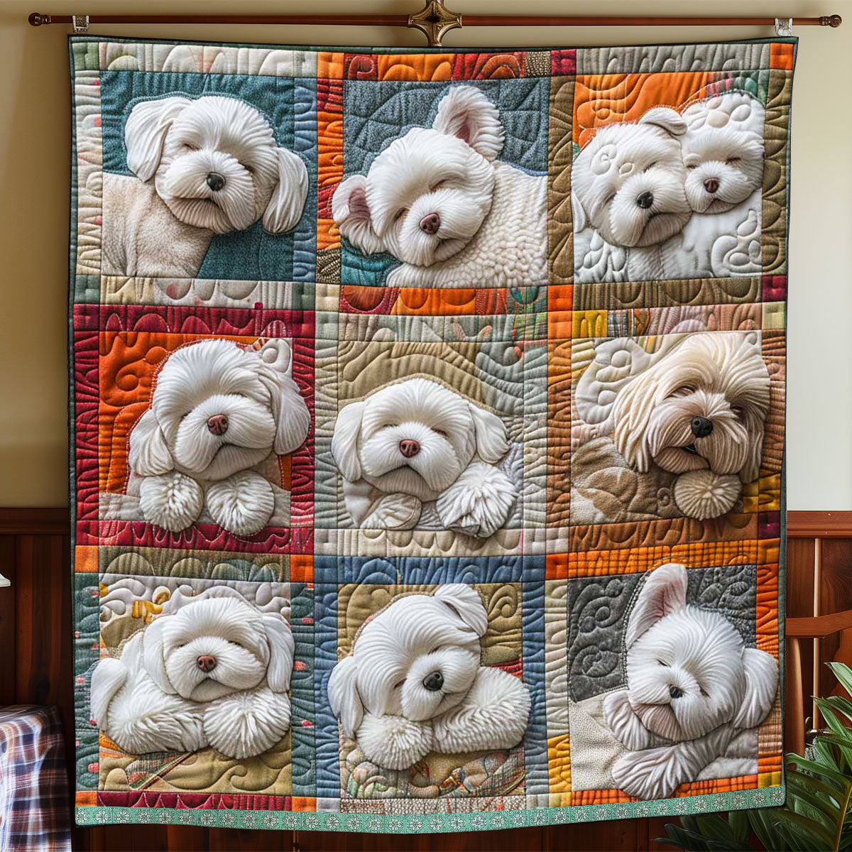 Bichon Sleeping WP3008034CL Quilt