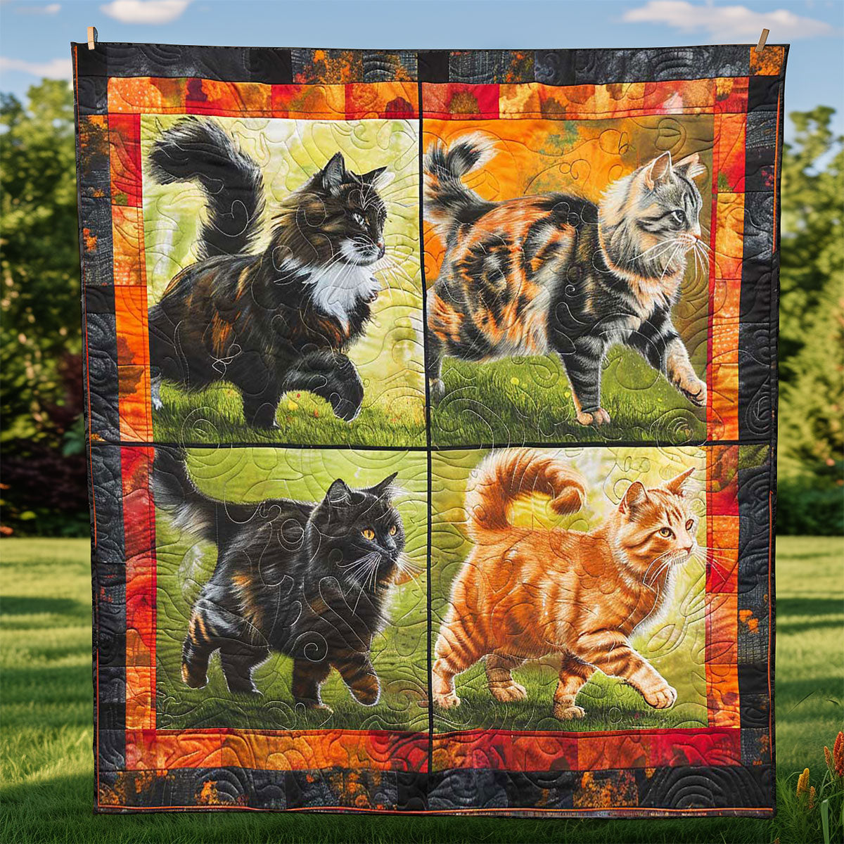 Cat In Garden WP1308059CL Quilt