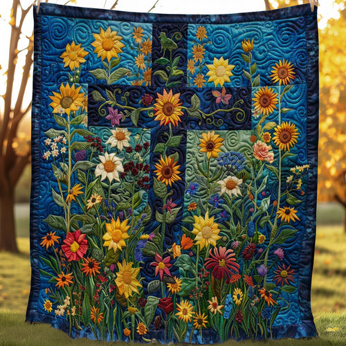 Christian Cross Sunflower WP3007034CL Quilt