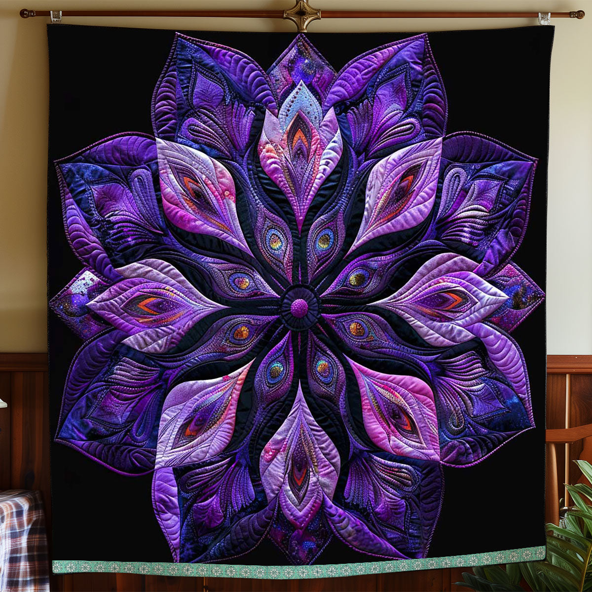 Crystal Purple Flowers WP2208004CL Quilt