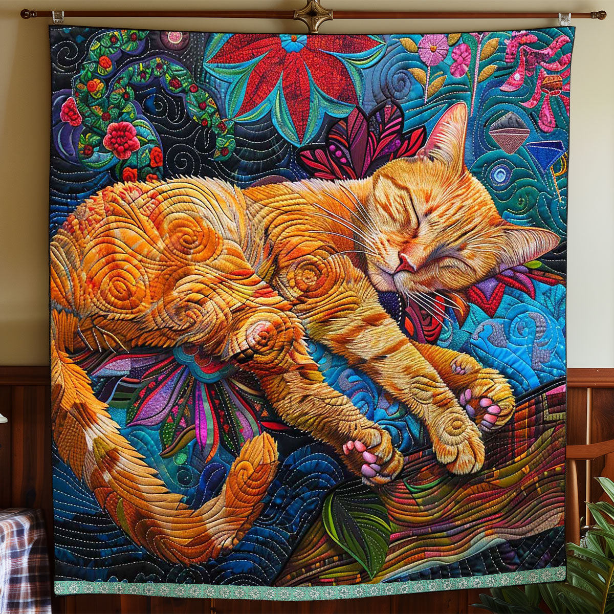 Dreaming Cat Garden WP0909033CL Quilt