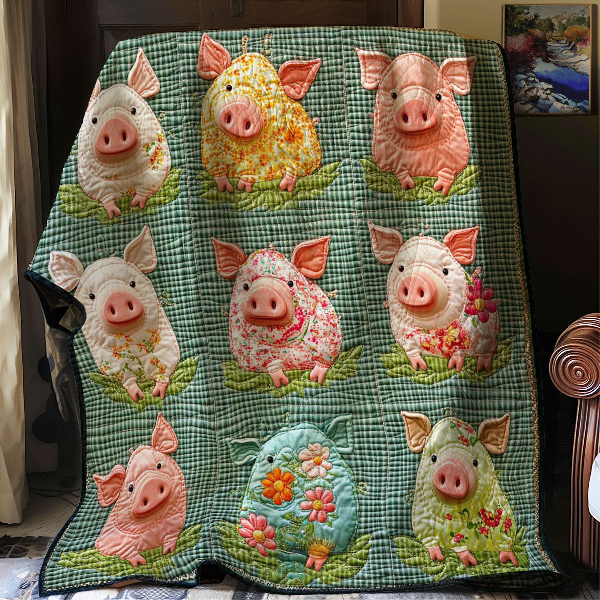 Farm Pig Collection WP0208035CL Quilt