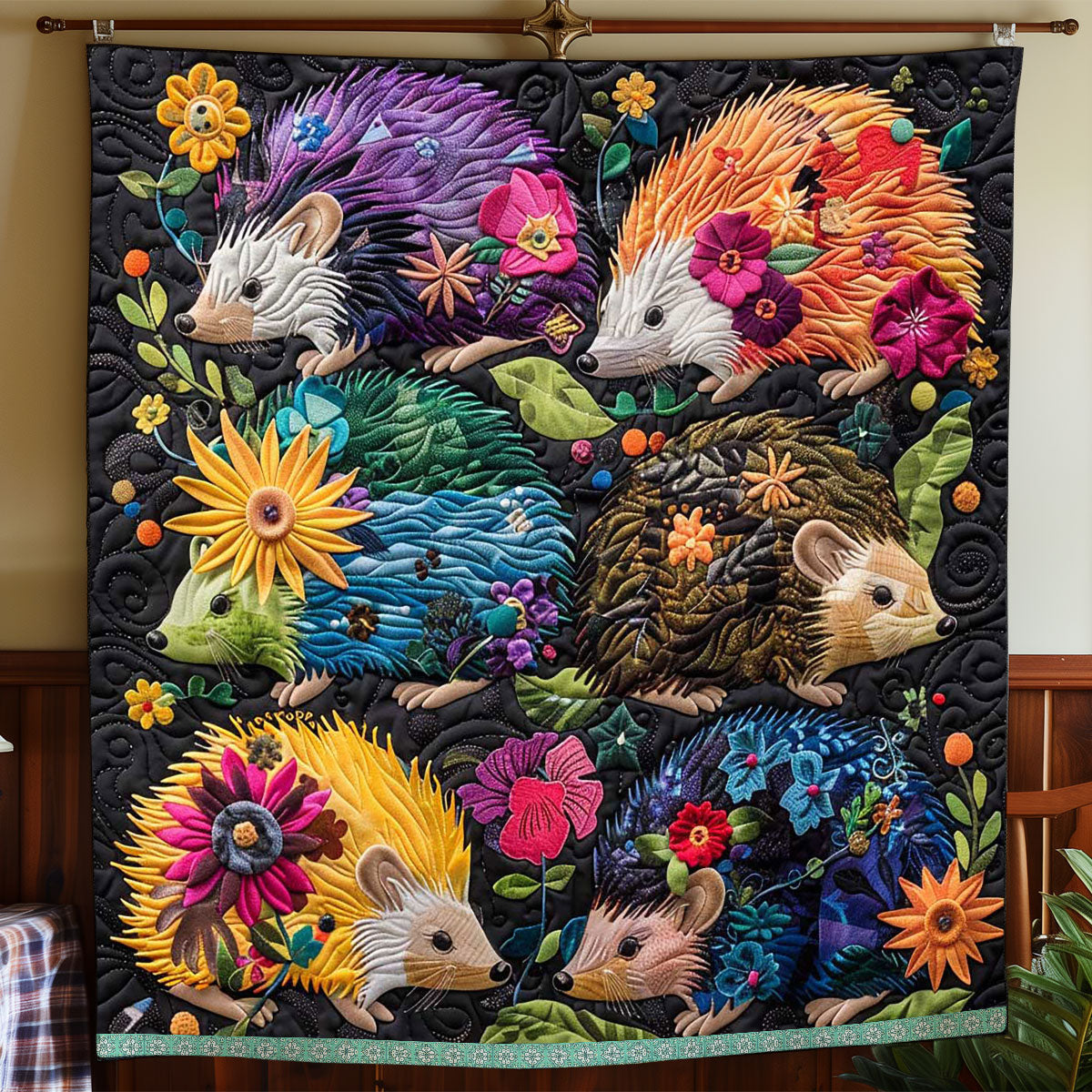 Floral Hedgehog WP0509017CL Quilt