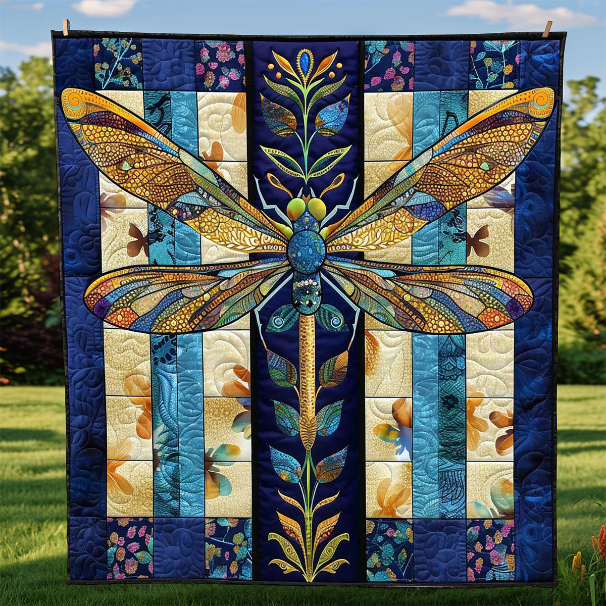 Flower Dragonfly WP2108046CL Quilt