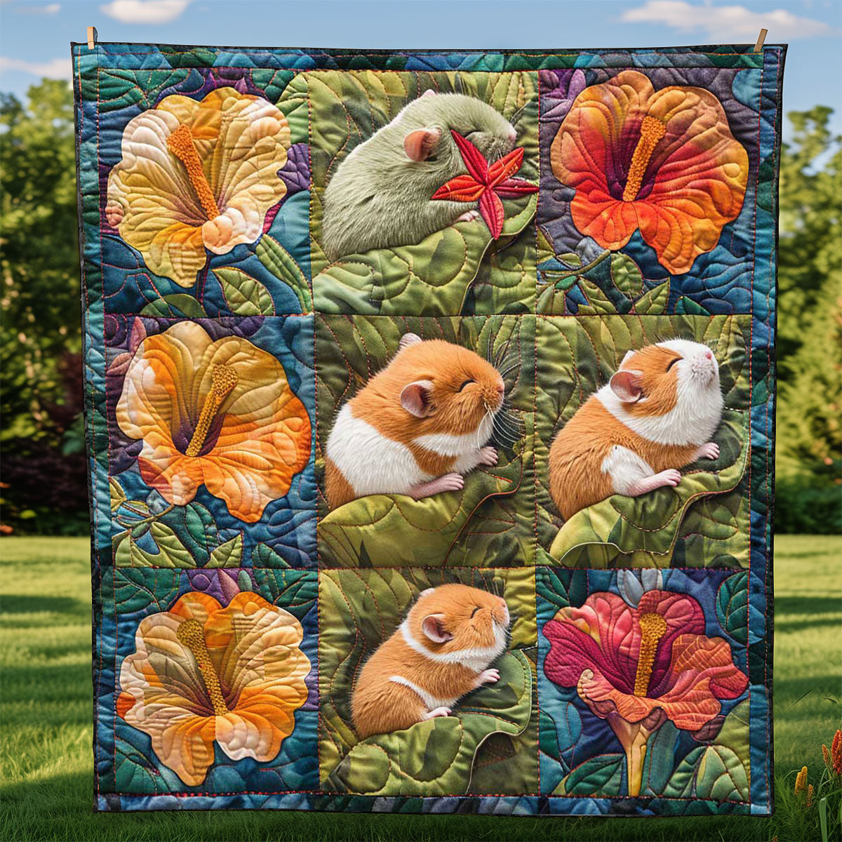 Hamster's Flower House WP2008030CL Quilt