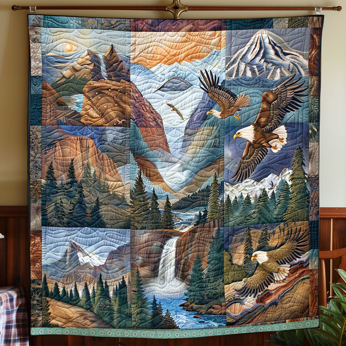 Mountainous Scenary Eagle WP0409030CL Quilt