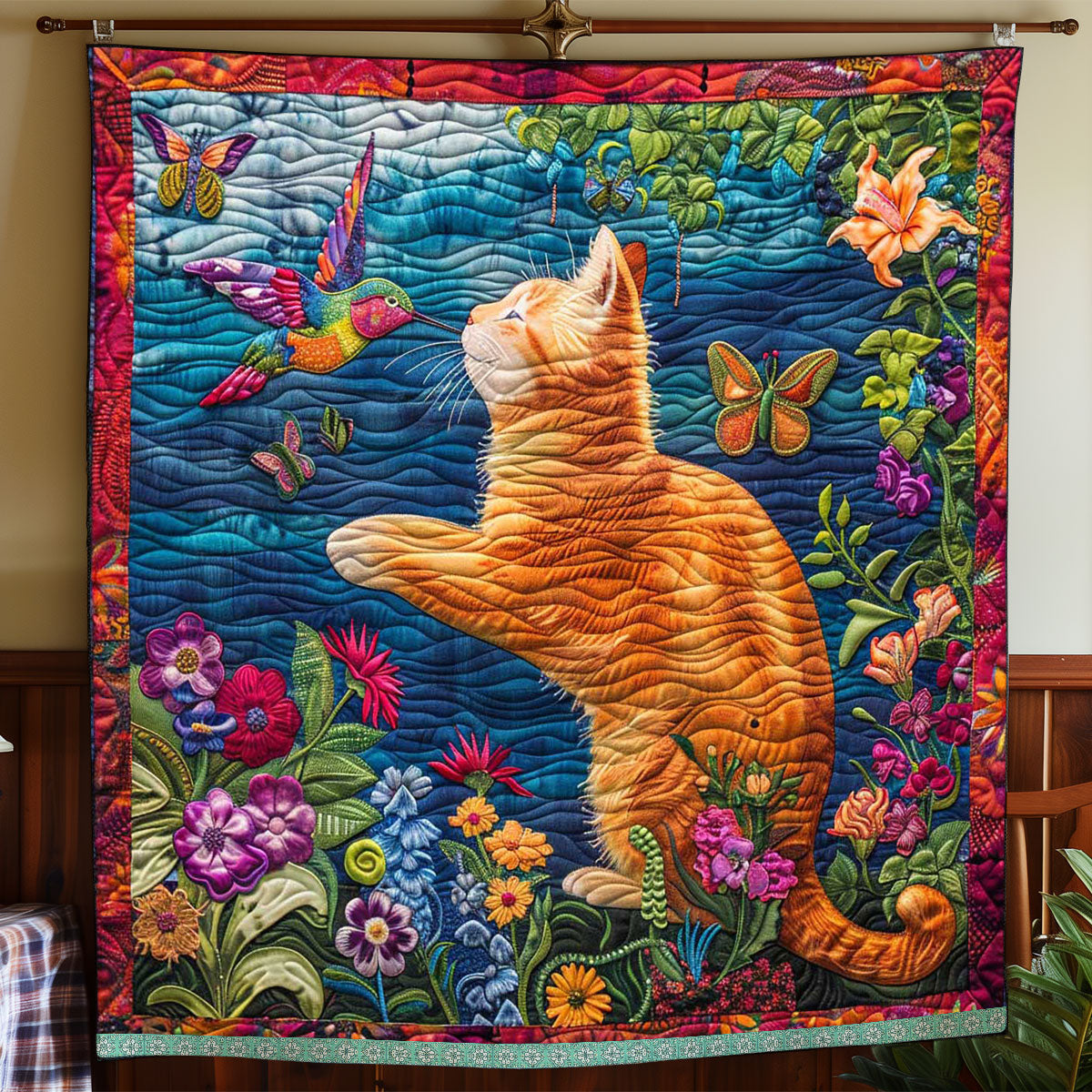 Naughty Orange Cat WP2208021CL Quilt