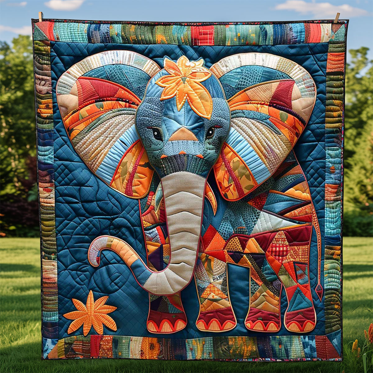 Patchwork Elephant WP2108028CL Quilt