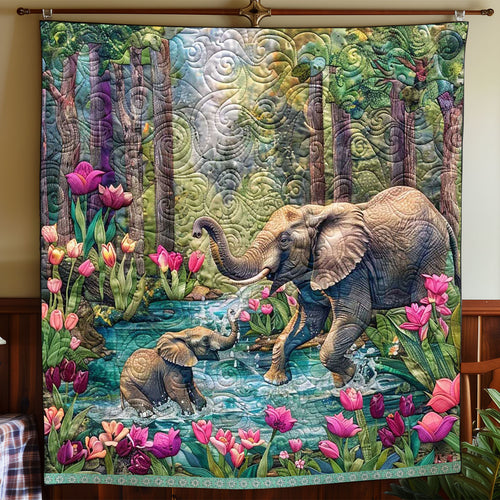 Playing Elephant Family WP0909045CL Quilt
