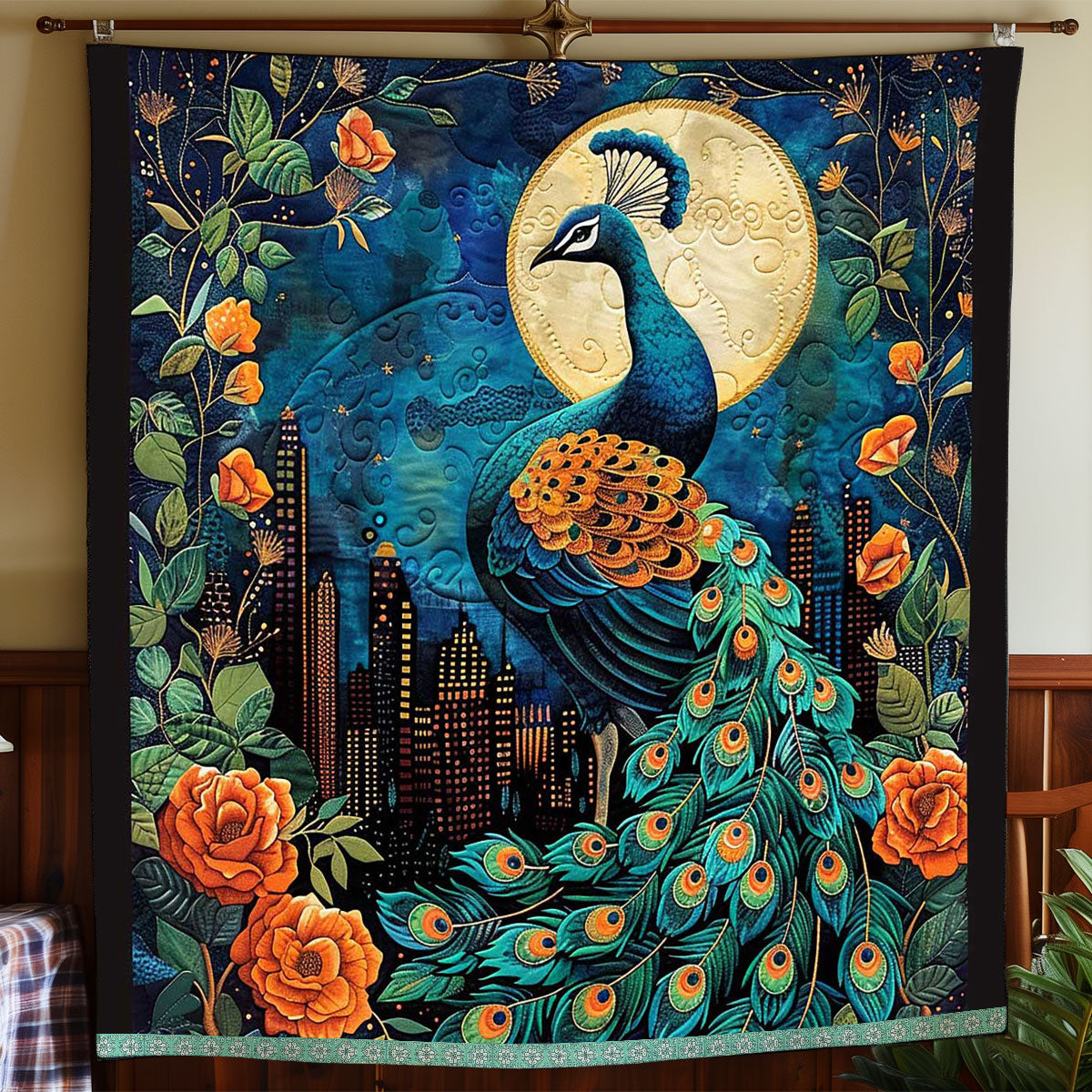 Prosperous City Peacock WP0909041CL Quilt