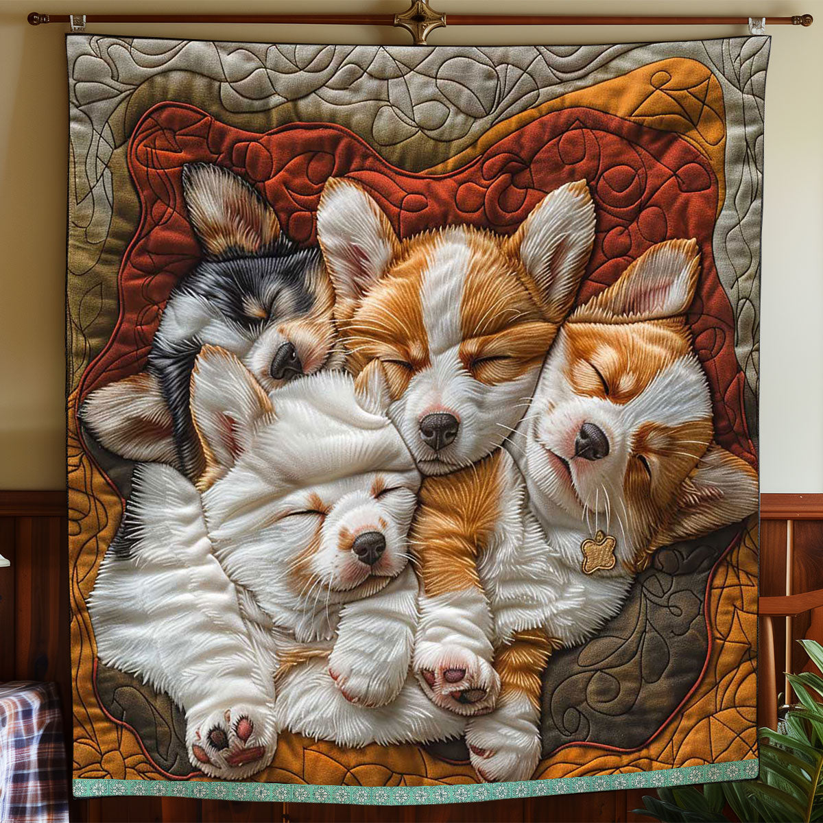 Puppy Corgi Heaven WP0409035CL Quilt