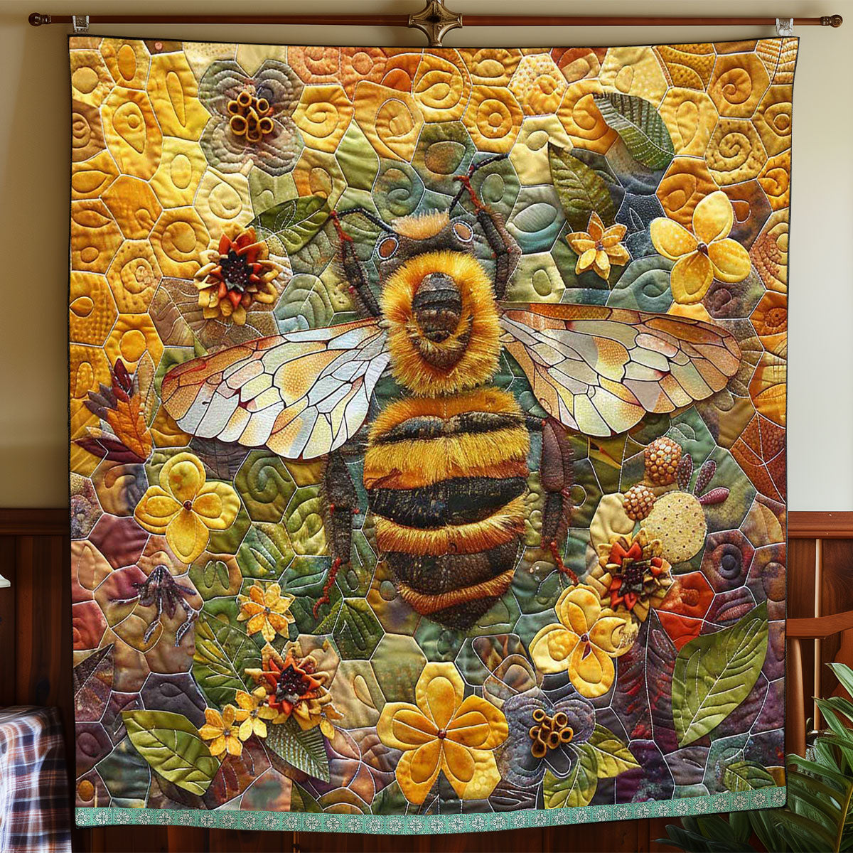 Queen Bee Hexagon WP1008015CL Quilt