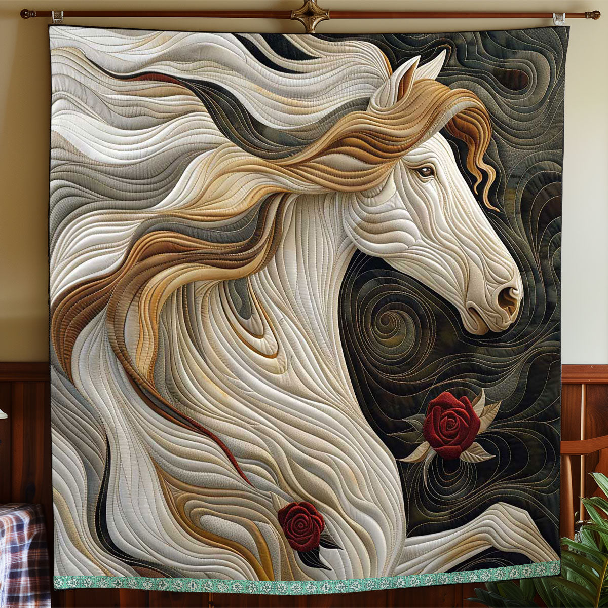 Red Roses Horse WP2208023CL Quilt