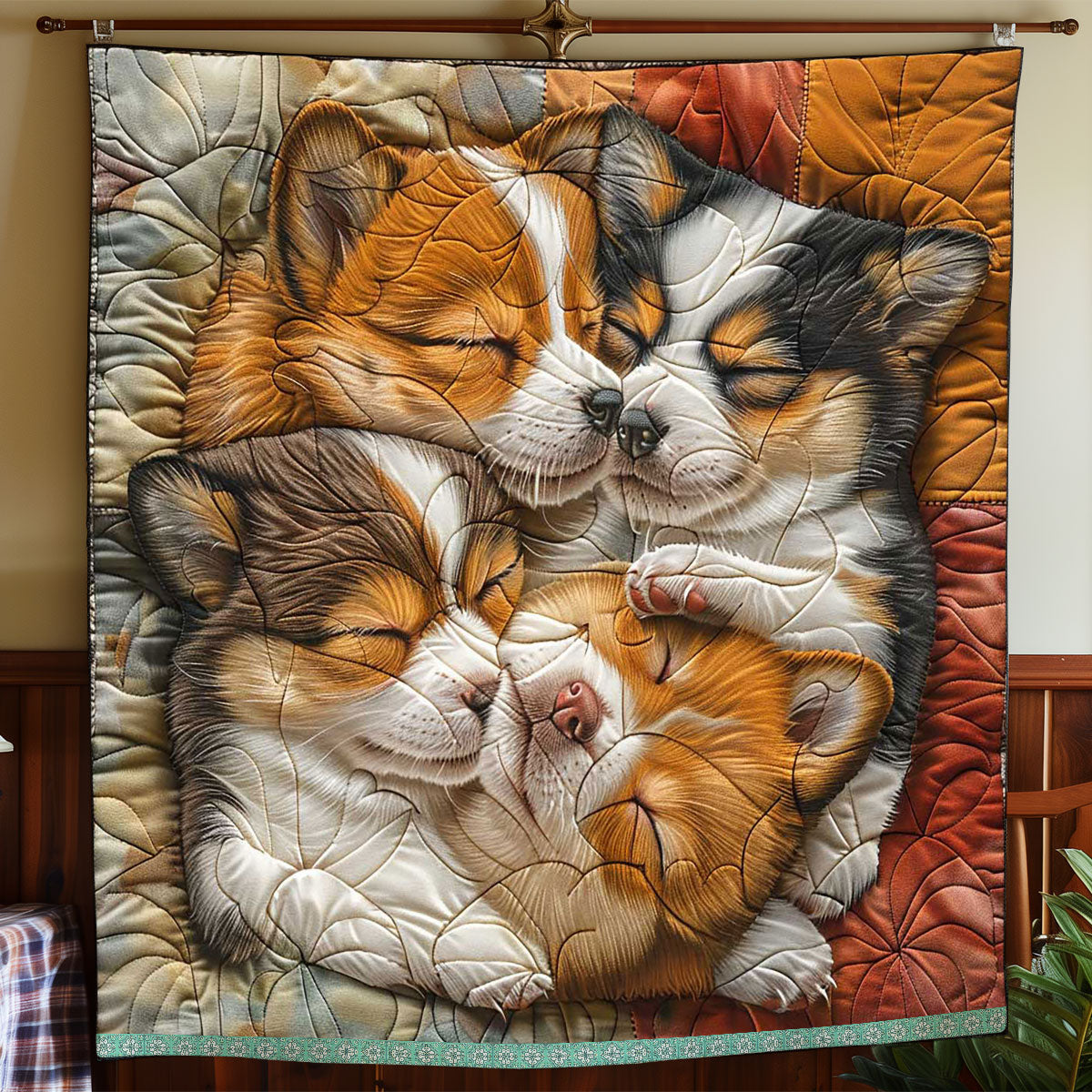 Sleeping Corgi Cozy WP0409043CL Quilt