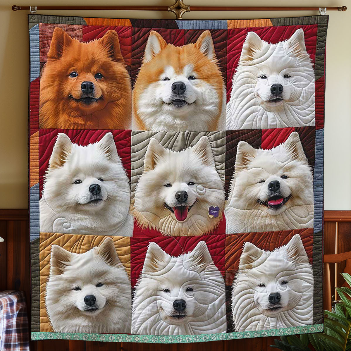 Sleepy Samoyed Portrait WP3008023CL Quilt