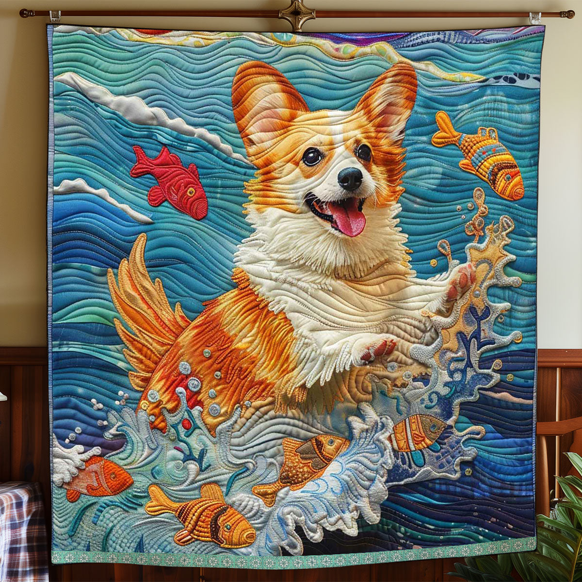 Surfing Corgi WP2208029CL Quilt