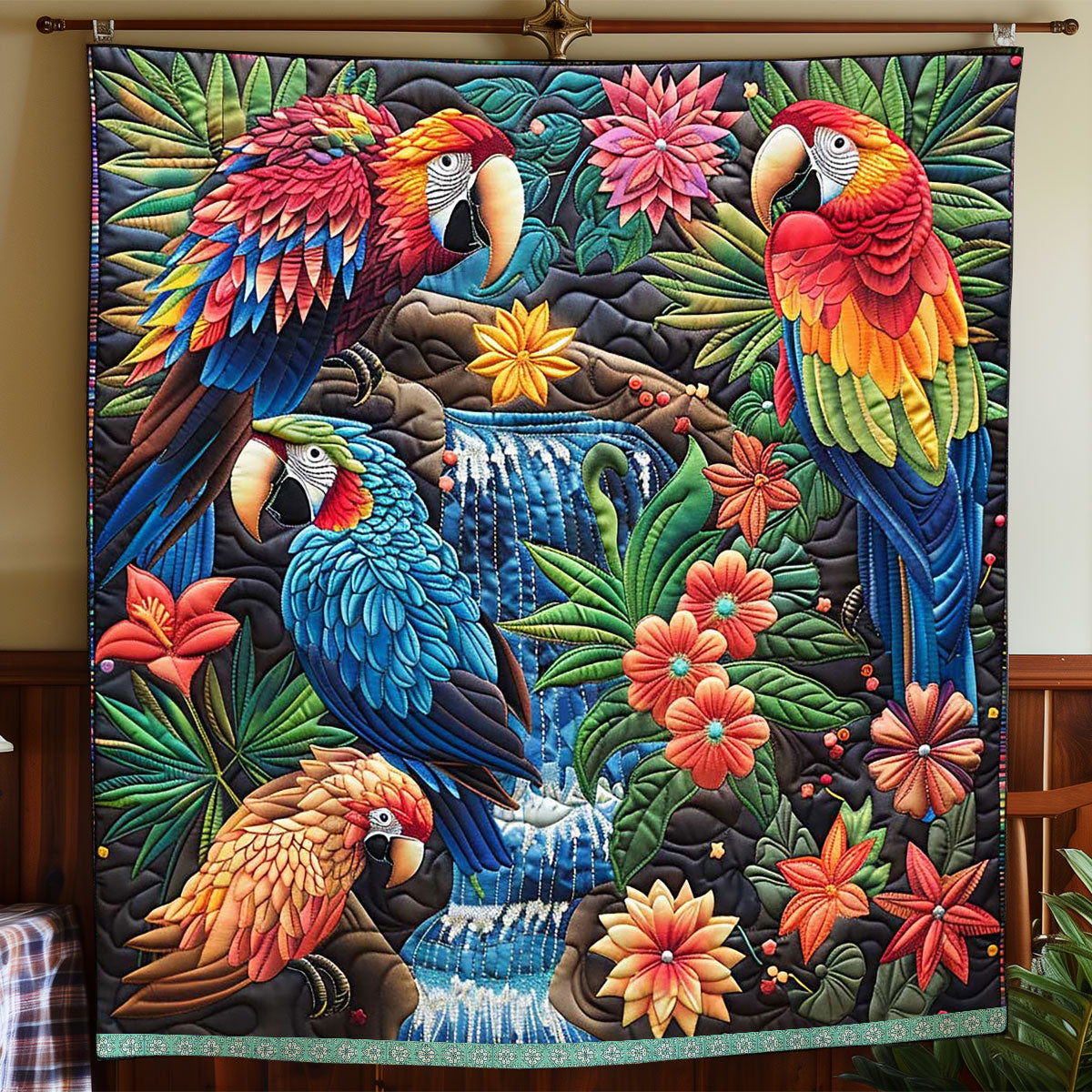 Tropical Cockatiels WP0909037CL Quilt