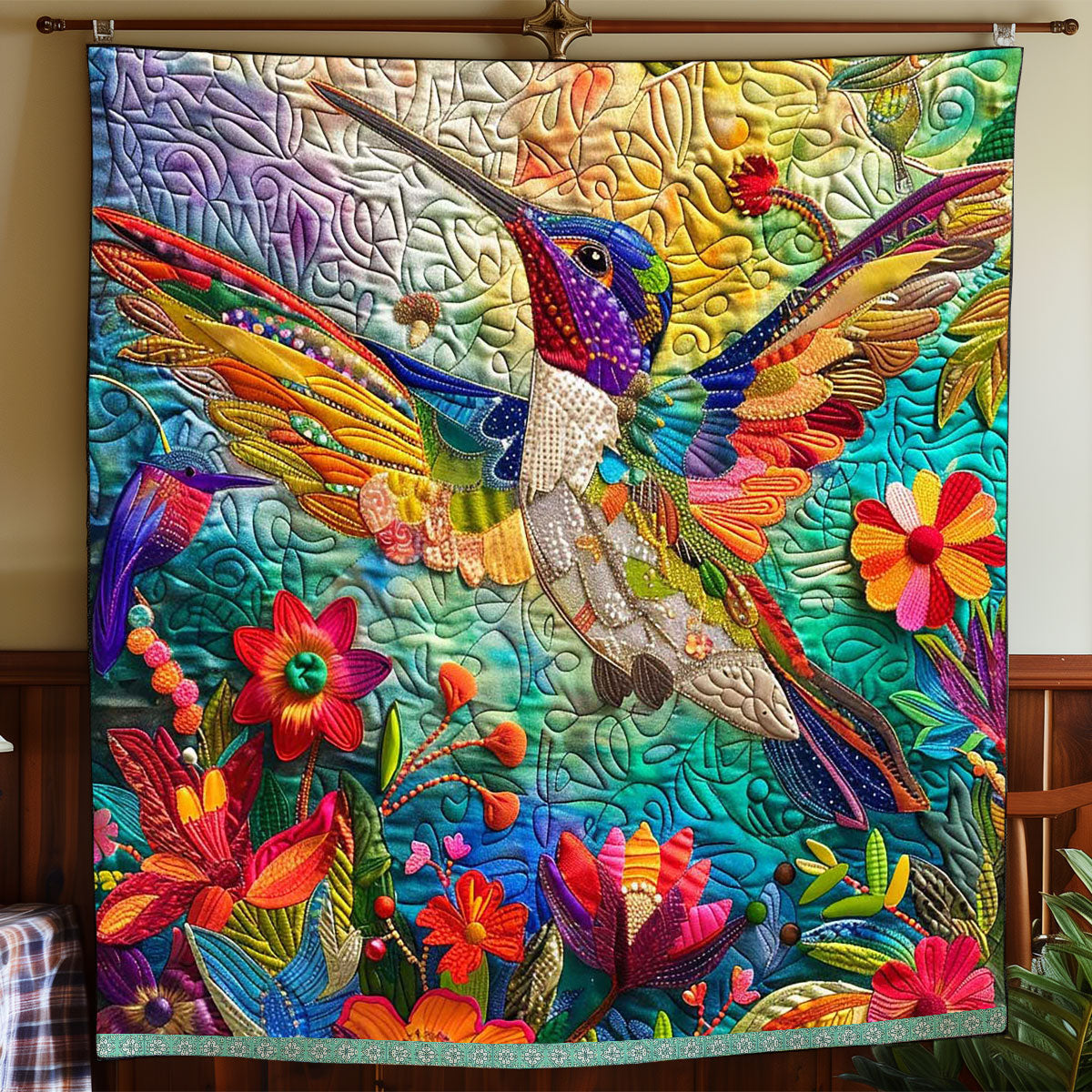 Tropical Vibrant Hummingbird WP0409053CL Quilt