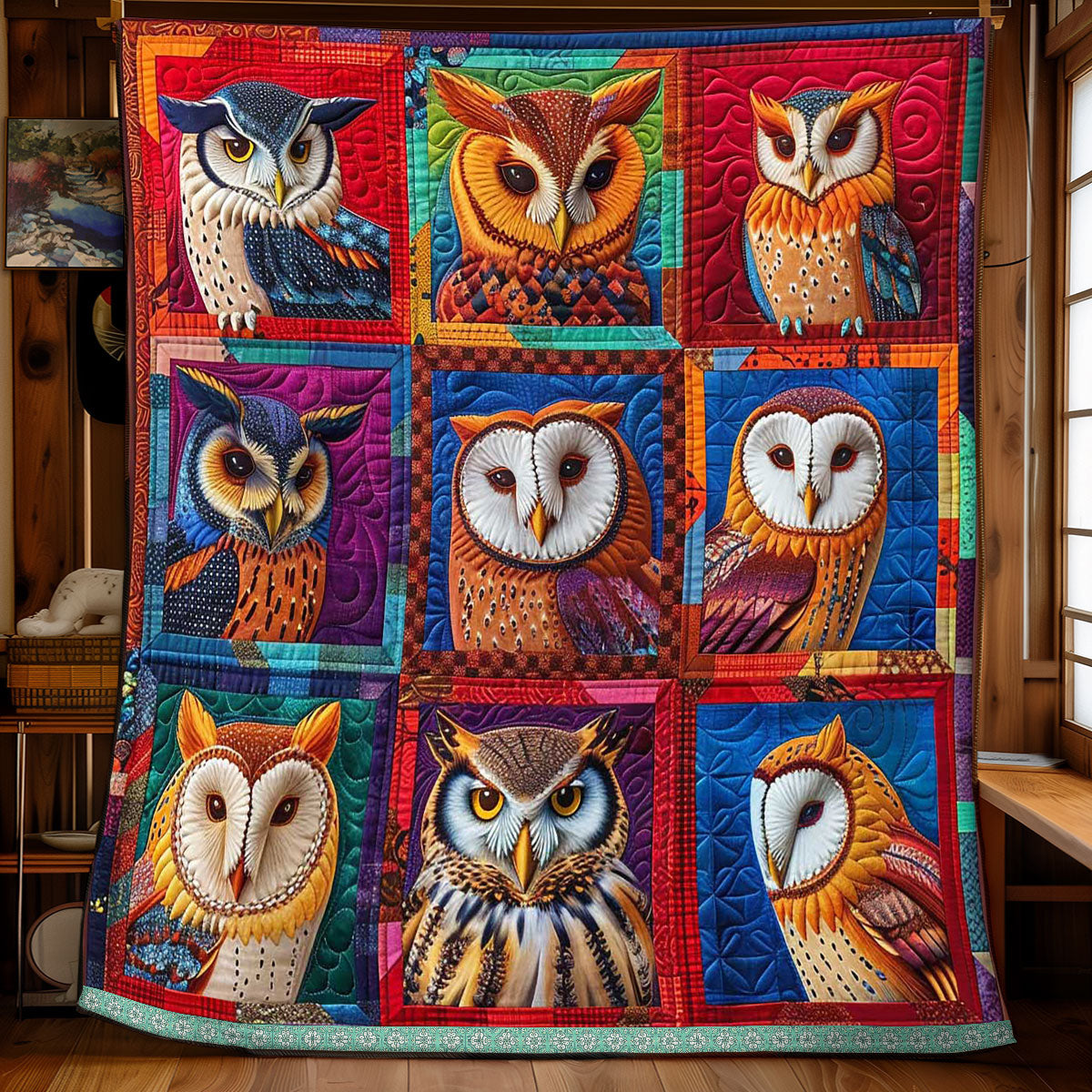 Abstract Art Owl WP3008029CL Quilt