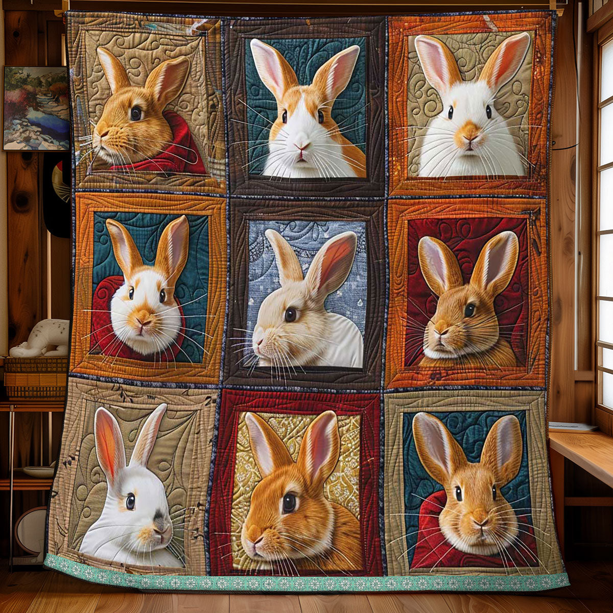 Adorable Bunny Portrait WP3008032CL Quilt