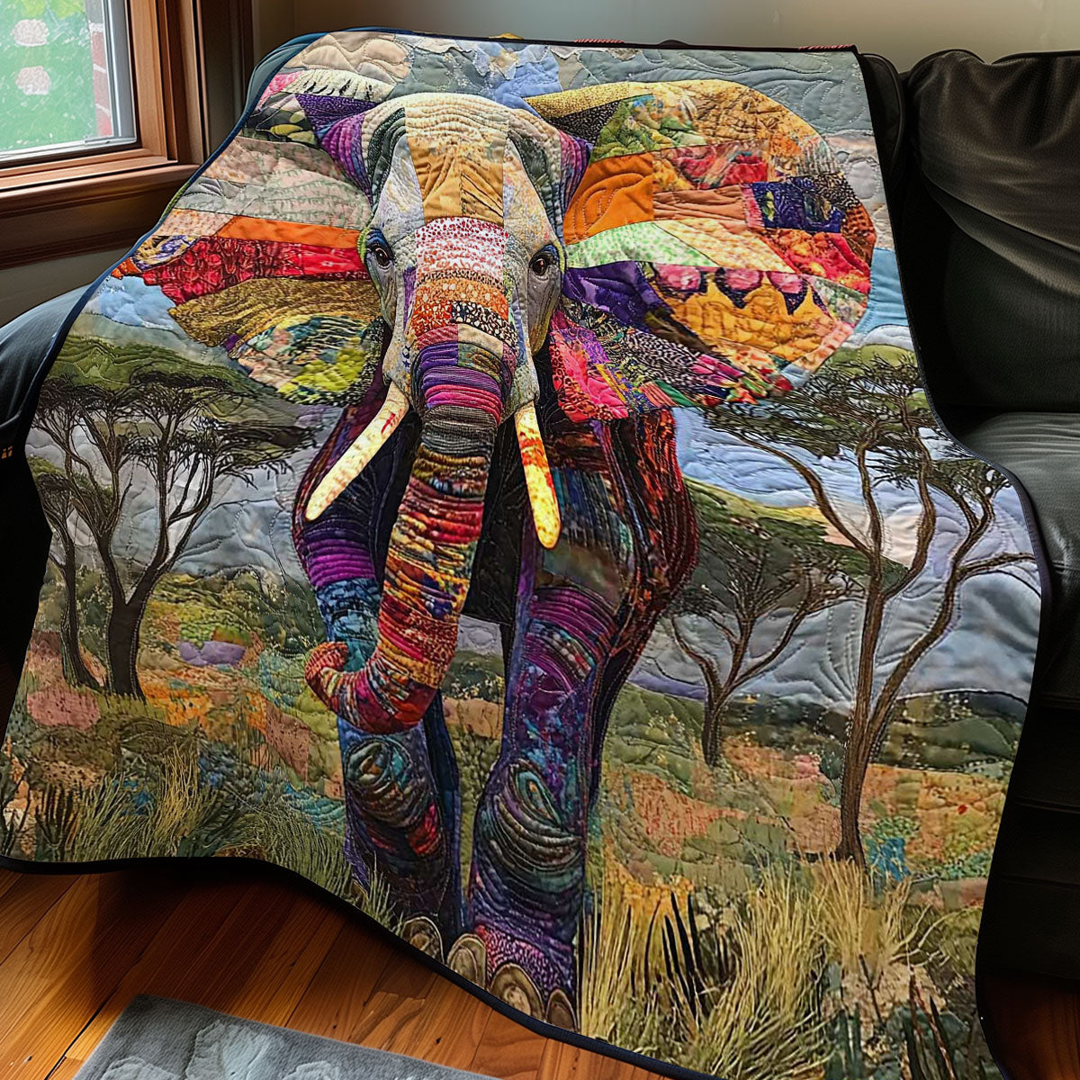 Big ear Elephant Patchwork WP0108039CL Quilt