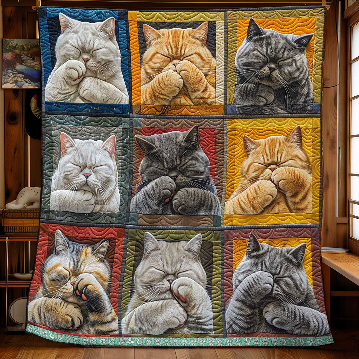 Cat Covering Face  WP0409004CL Quilt
